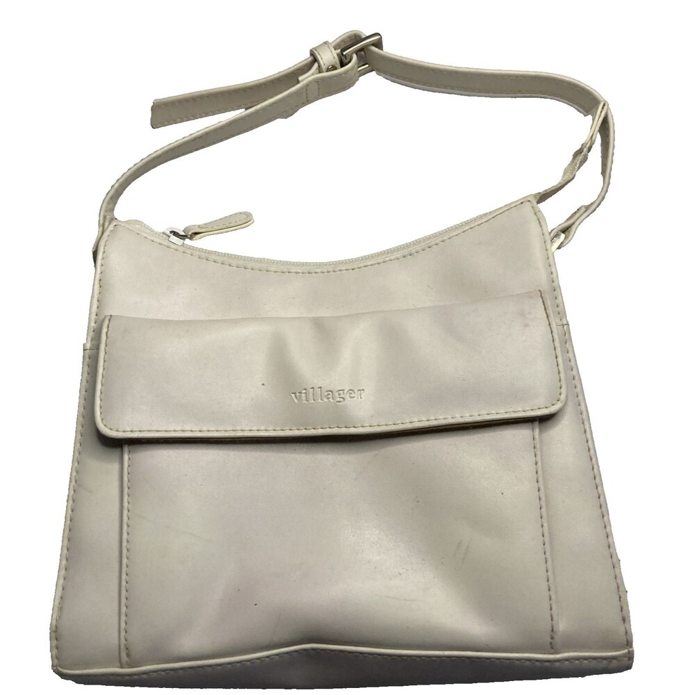 White/Cream Villager Shoulder Bag with Multiple Pockets Detach Shoulder Strap